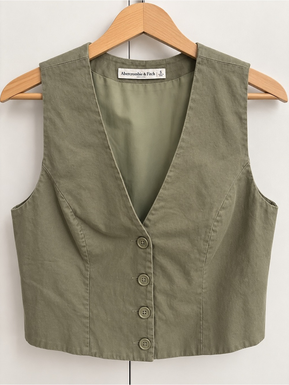 Abercrombie & Fitch Olive Green Button-Front Women's Vest